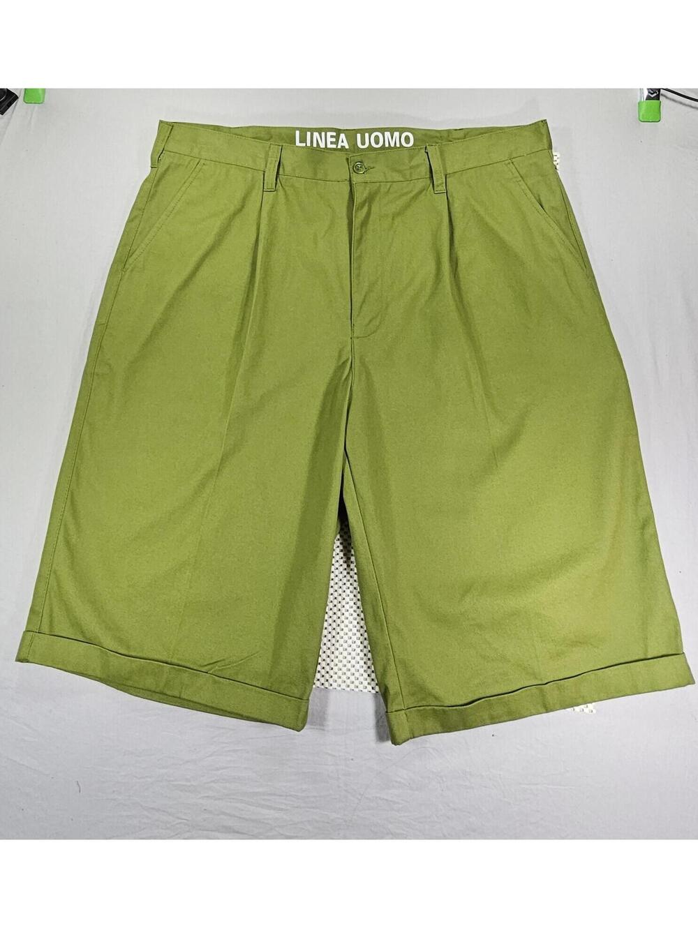 Linea Uomo Men's Green Cotton Shorts W40